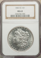 1883-CC S$1 Morgan Dollar NGC MS63