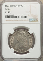 1823 50C Broken 3 Bust Half Dollar NGC XF45