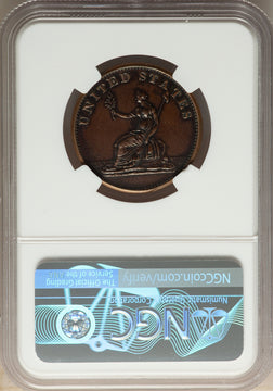 1783 Washington & Independence Cent Draped Bust No Button Copper Restrike Plain Edge BN Colonials NGC MS62