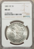 1881-CC S$1 Morgan Dollar NGC MS63