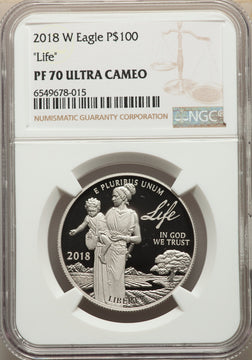 2018-W $100 One Ounce Platinum Eagle Life NGC MS70