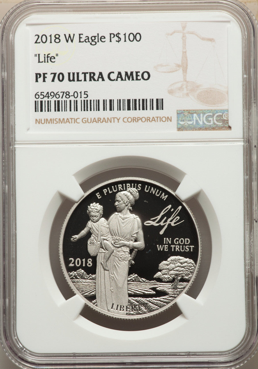 2018-W $100 One Ounce Platinum Eagle Life NGC MS70