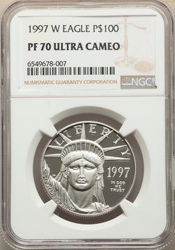 1997-W $100 One-Ounce Platinum Eagle Statue of Liberty NGC PF70