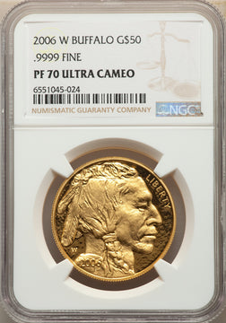 2006-W $50 One-Ounce Gold Buffalo .9999 Fine Gold NGC PF70