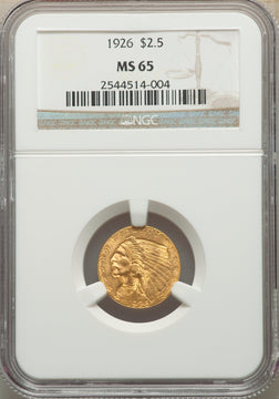 1926 $2.50 Indian Quarter Eagle NGC MS65
