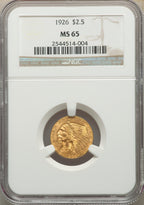 1926 $2.50 Indian Quarter Eagle NGC MS65
