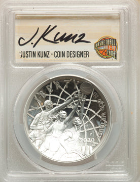 2020-P $1 Basketball Hall of Fame First Strike NMBHOF Coin Designer Justin Kunz Modern Commemoratives PCGS MS70