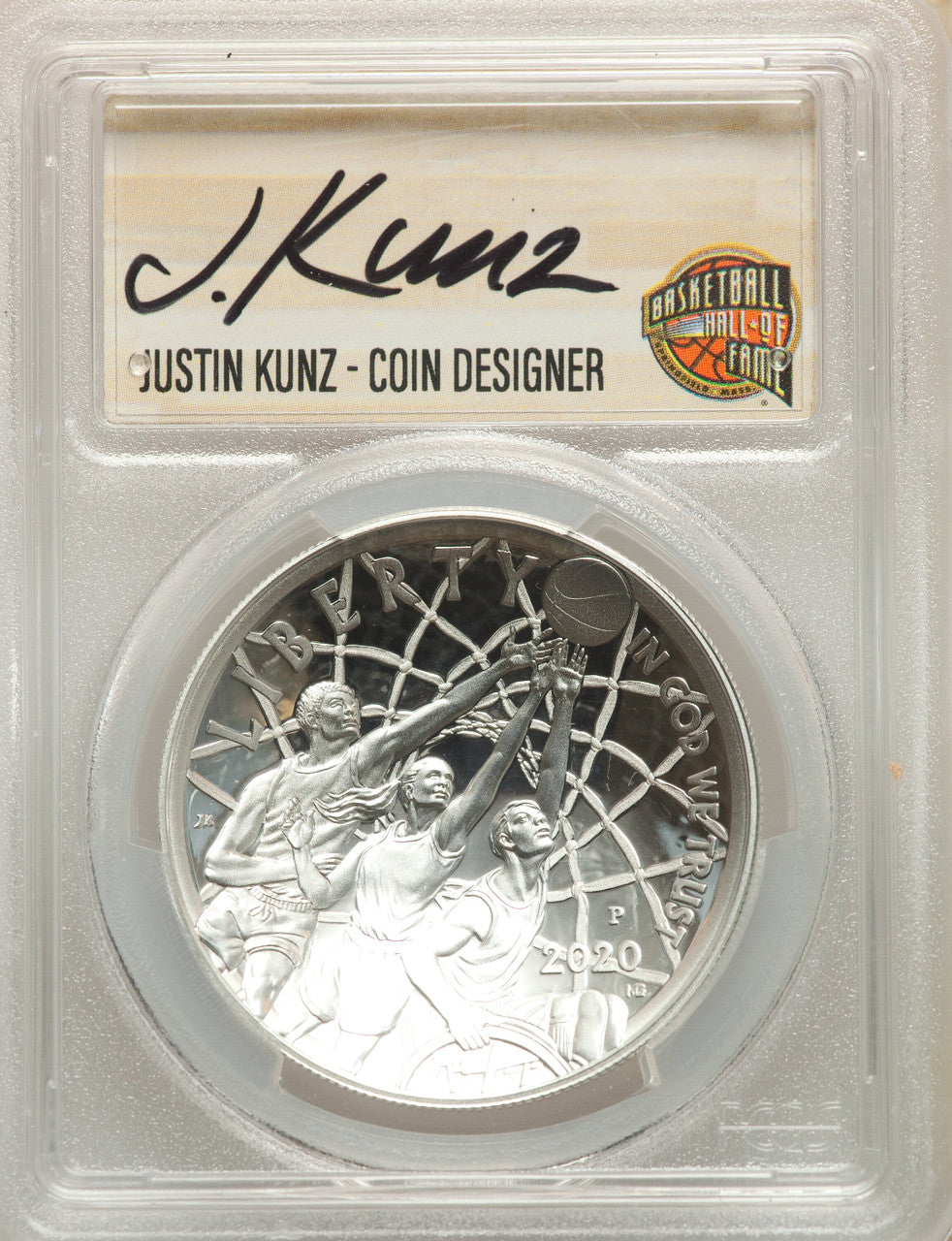 2020-P $1 Basketball Hall of Fame First Strike NMBHOF Coin Designer Justin Kunz Modern Commemoratives PCGS MS70