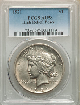 1921 S$1 Peace Dollar PCGS AU58