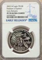2022-W $100 One-Ounce Platinum Eagle Freedom of Speech First Strike NGC PF70