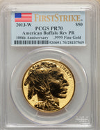 2013-W $50 One-Ounce Gold Buffalo Reverse Proof First Strike PCGS PR70