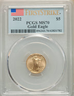 2022 $5 Tenth Ounce Gold Eagle FS PCGS MS70
