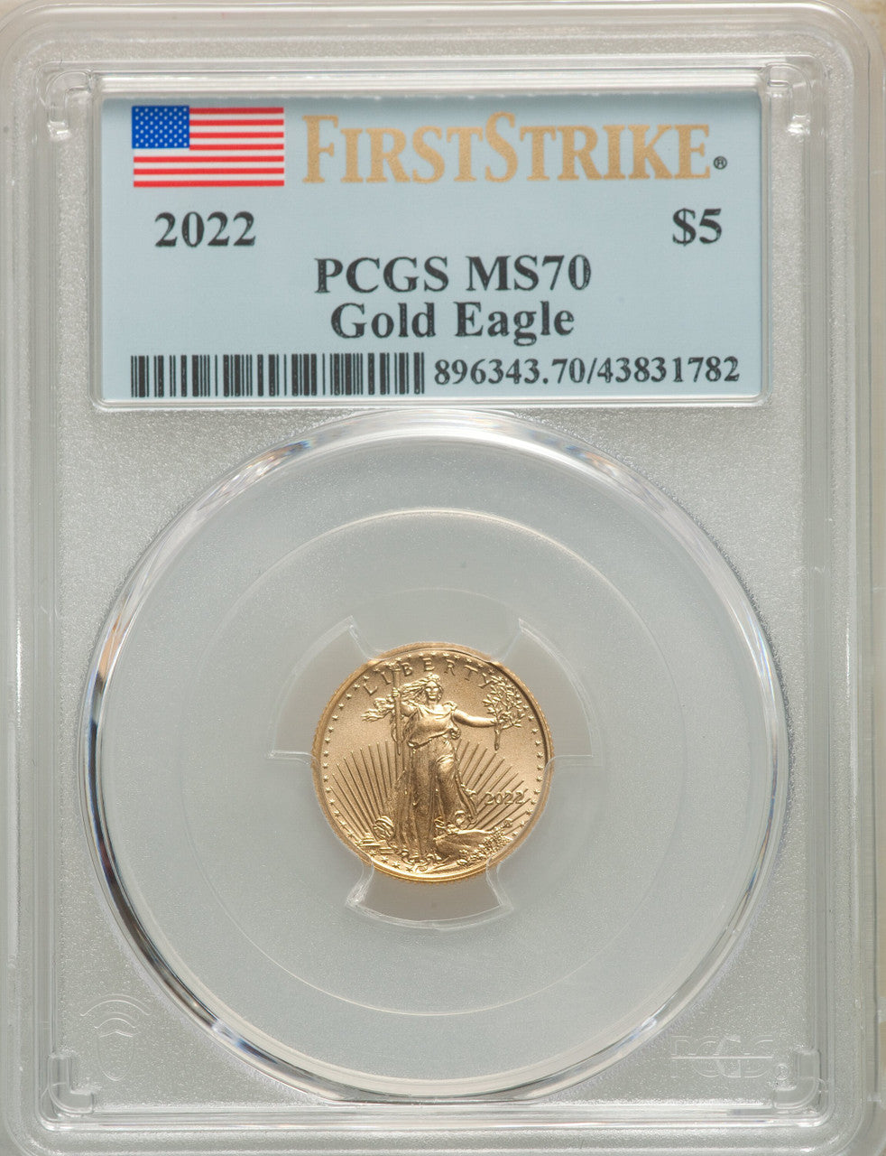 2022 $5 Tenth Ounce Gold Eagle FS PCGS MS70