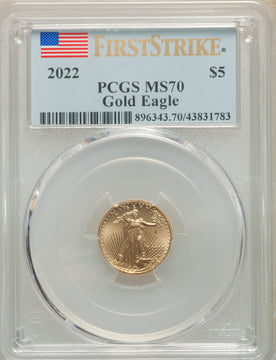 2022 $5 Tenth Ounce Gold Eagle FS PCGS MS70