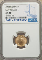 2022 $5 Tenth Ounce Gold Eagle FS NGC MS70