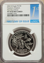 2022-W $100 One-Ounce Platinum Eagle Freedom of Speech FDI NGC PF70
