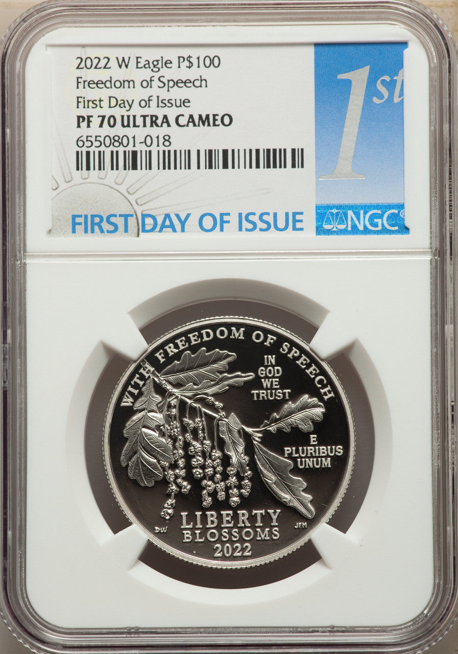 2022-W $100 One-Ounce Platinum Eagle Freedom of Speech FDI NGC PF70