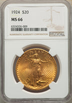 1924 $20 Saint Saint-Gaudens Double Eagle NGC MS66