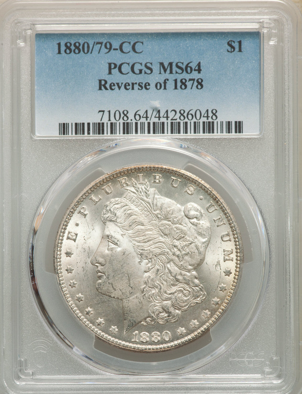 1880-CC $1 Reverse of 1878 Morgan Dollar PCGS MS64