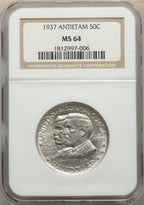 1937 50C Antietam Commemorative Silver NGC MS64