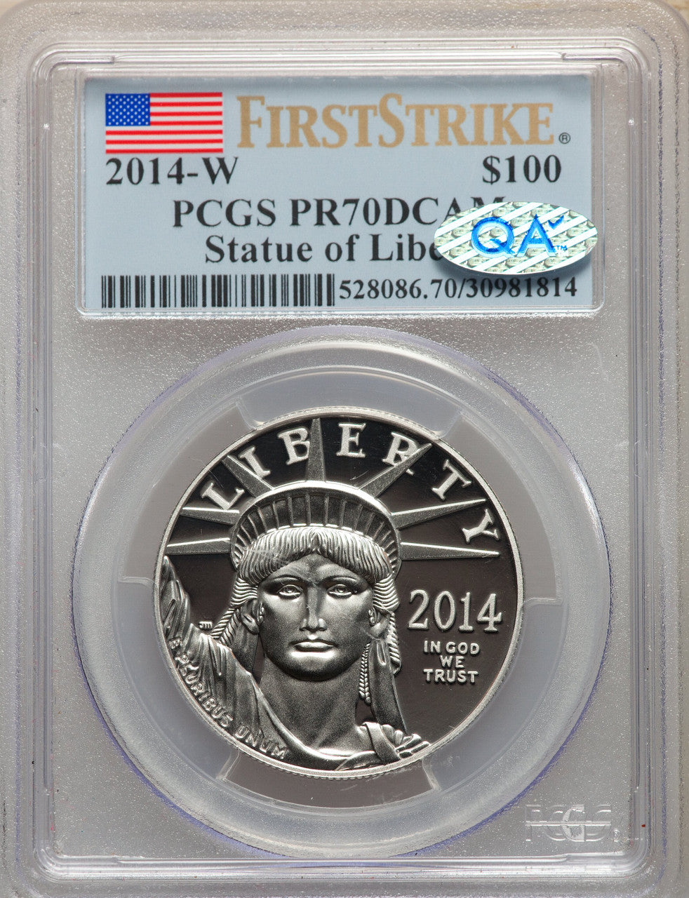 2014-W $100 One-Ounce Platinum Eagle First Strike PCGS PR70