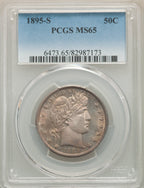1895-S 50C Barber Half Dollar PCGS MS65