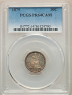1875 10C CA Proof Seated Dime PCGS PR64
