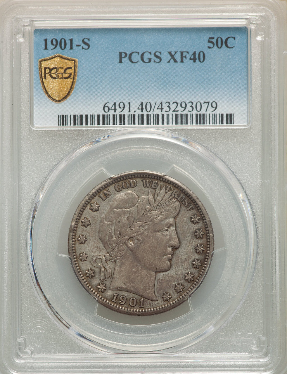 1901-S 50C Barber Half Dollar PCGS XF40