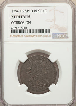 1796 1C Reverse of 1795 Single Leaves BN Large Cent Details NGC XF40