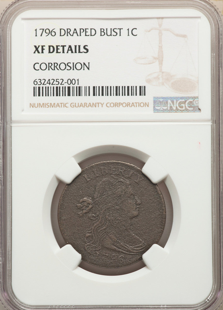 1796 1C Reverse of 1795 Single Leaves BN Large Cent Details NGC XF40
