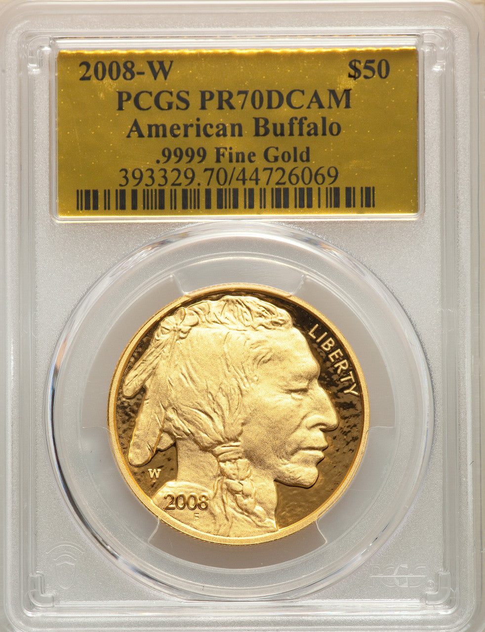 2008-W $50 One-Ounce Gold Buffalo .9999 Fine Gold PCGS PR70
