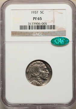 1937 5C CAC Proof Buffalo Nickel NGC PR65