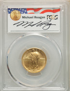 2016-W 25C Standing Liberty Quarter-Ounce Gold 100th Anniversary First Strike Michael Reagan PCGS SP70