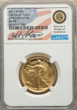 2016-W 50C Walking Liberty Half-Ounce Gold First Strike SP NGC SP70