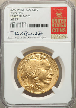 2008-W $50 One-Ounce Gold Buffalo First Strike SP NGC MS70
