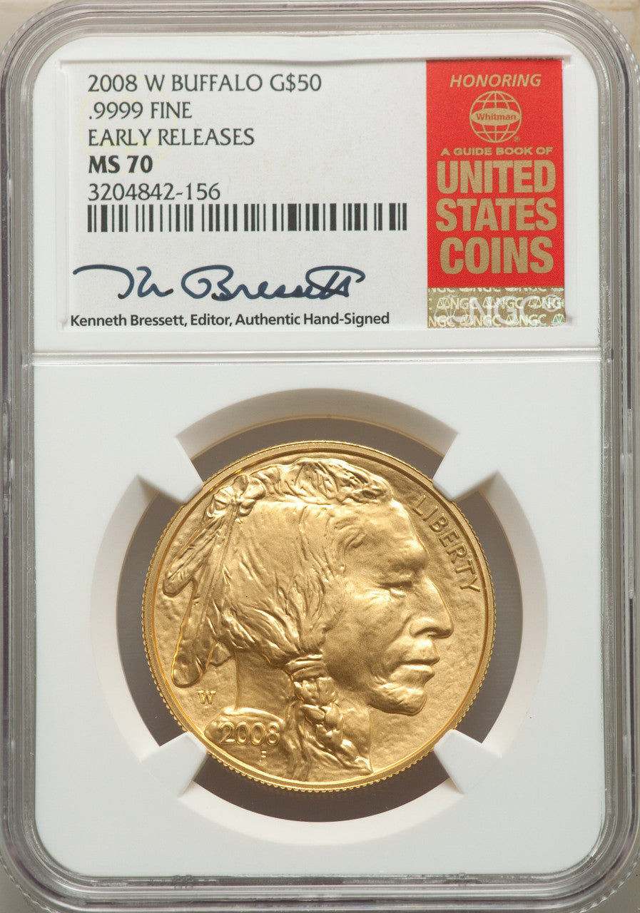 2008-W $50 One-Ounce Gold Buffalo First Strike SP NGC MS70