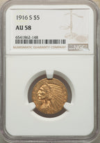 1916-S $5 Indian Half Eagle NGC AU58