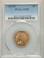 1911-D $5 Indian Half Eagle PCGS AU55