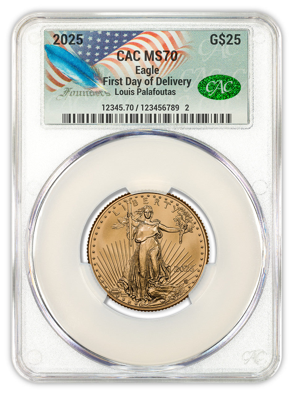2025 1/2 oz American Gold Eagle FDD CAC MS70 Founders Label