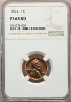 1952 1C RD Proof Lincoln Cent NGC PR68