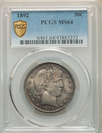 1892 50C Barber Half Dollar PCGS MS64