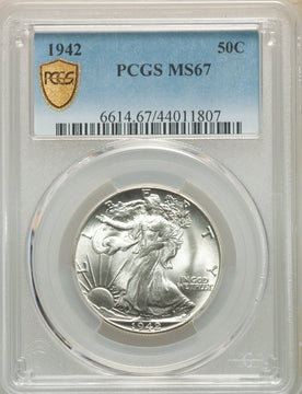 1942 50C Walking Liberty Half Dollar PCGS MS67