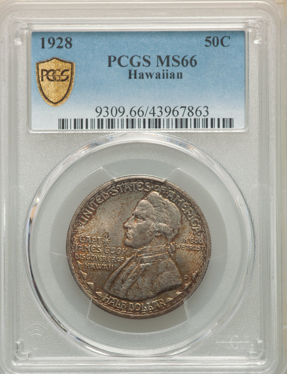 1928 50C Hawaiian Commemorative Silver PCGS MS66