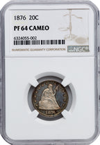 1876 20C CA Proof Twenty Cent Pieces NGC PR64