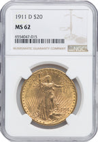 1911-D $20 Saint-Gaudens Double Eagle NGC MS62 (171302297)