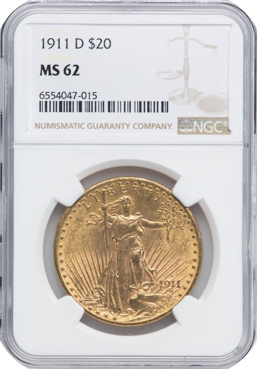 1911-D $20 Saint-Gaudens Double Eagle NGC MS62 (171302297)