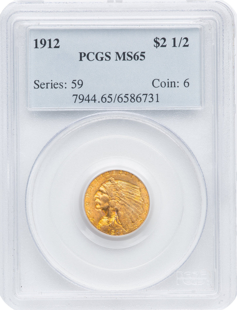 1912 $2.50 Indian Quarter Eagle PCGS MS65