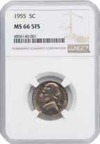 1955 5C FS Jefferson Nickel NGC MS66