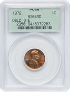 1972 1C Doubled Die Obverse RD Lincoln Cent PCGS MS64