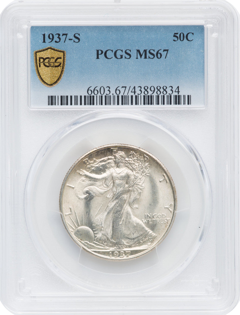 1937-S 50C Walking Liberty Half Dollar PCGS MS67